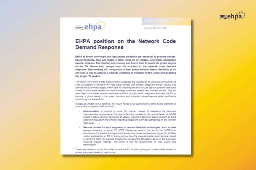 EHPA position on Network Code Demand Response