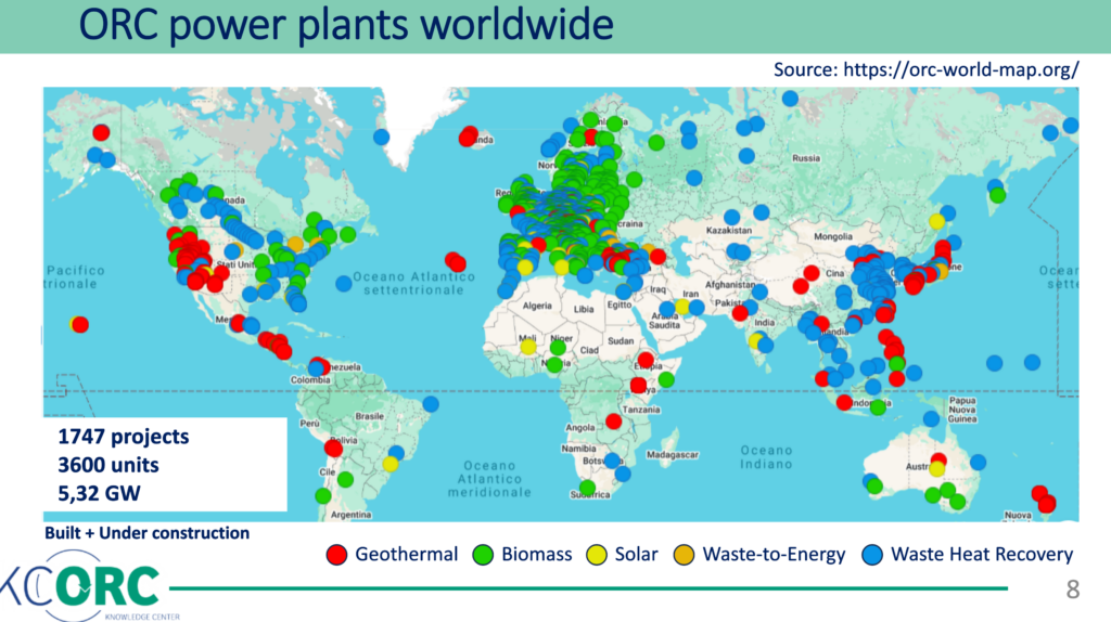 Map of organic rankine cycle plants worldwide